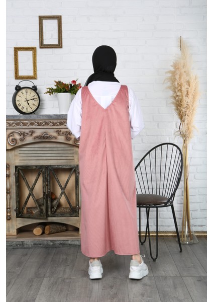 Düğme Detaylı Kadife Salopet Elbise fırsatları