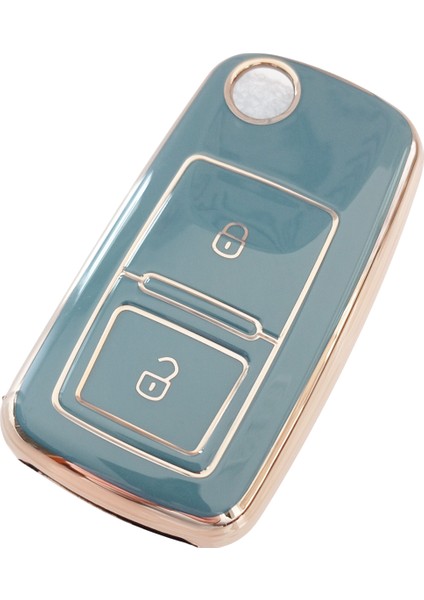 Golf Jetta Passat Leon Toledo Octavia Fabia Uyumlu Kumanda Anahtar Kılıfı Oto Anahtarlık Gri Gold fiyatları