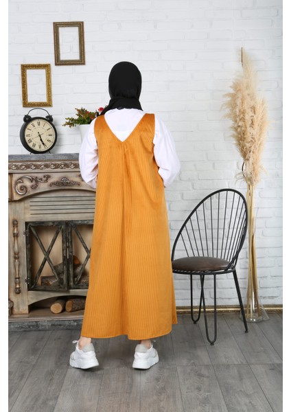 Düğme Detaylı Kadife Salopet Elbise indirimleri