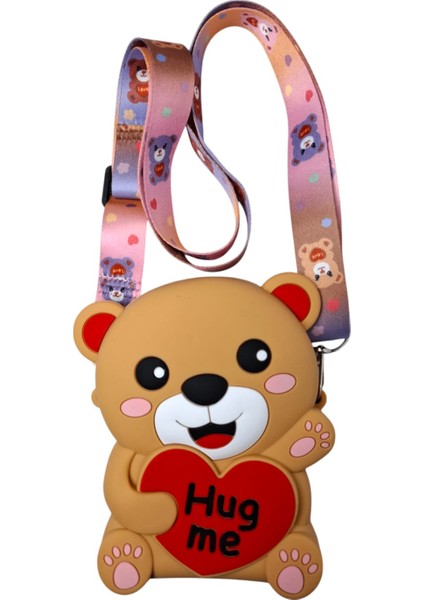 Kız Çocuk Açık Kahverengi Renk Kalp Figürlü Sevimli Ayıcık Mini Silikon Çanta Cüzdan fiyatları