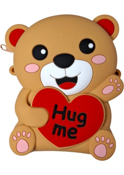 Kız Çocuk Açık Kahverengi Renk Kalp Figürlü Sevimli Ayıcık Mini Silikon Çanta Cüzdan fırsatları