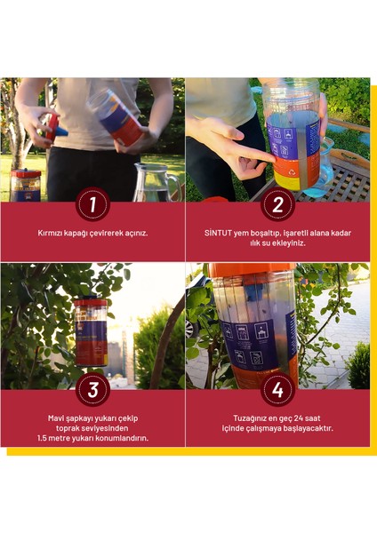 4 Adet Fly Jaıl | Long Jar, 1.5 Litre Kavanoz Tipi Karasinek Tuzağı