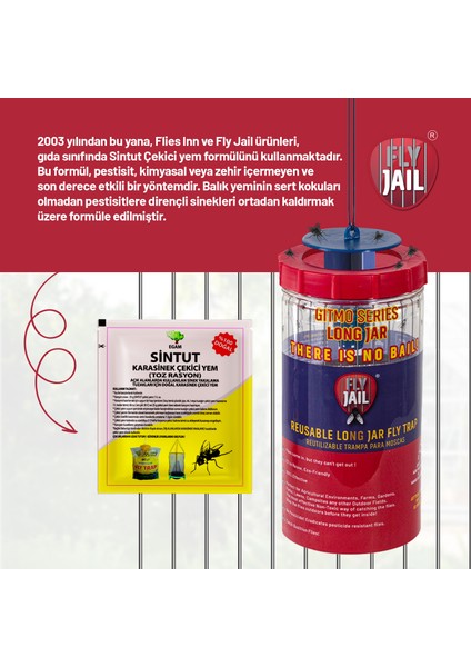 4 Adet Fly Jaıl | Long Jar, 1.5 Litre Kavanoz Tipi Karasinek Tuzağı