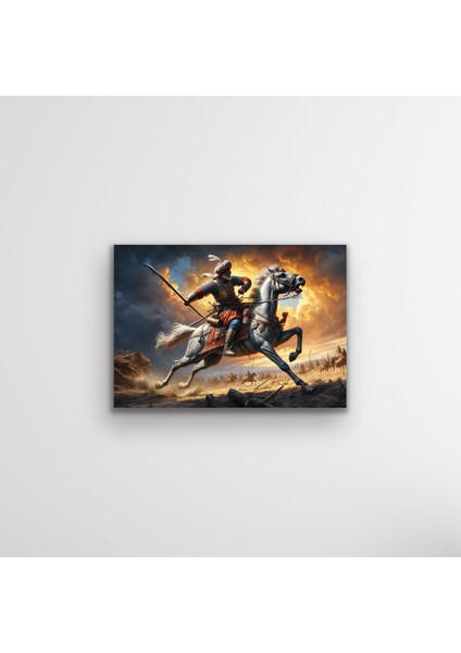 Atlı Osmanlı Askeri Kanvas Tablo 70 x 100 cm