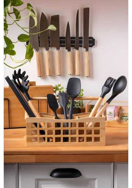 4 Bölmeli Bambu Sepet Kaşıklık Çok Amaçlı Organizer fiyatları