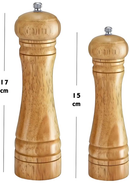 2'li Doğal Ahşap Baharat Değirmeni Seti modelleri