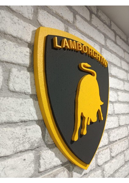 Lamborgıhını Logo 50 x 50 cm Lamborgıhını Araba Logosu | Lamborgıhını Marka Logosu | 3D Lamborgıhını Logo fiyatları