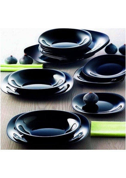 6'lı Carıne Temperli Siyah Pasta Tabağı 19 Cm. fiyatları