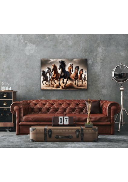 Koşan Atlar Kanvas Tablo 80 x 120 cm