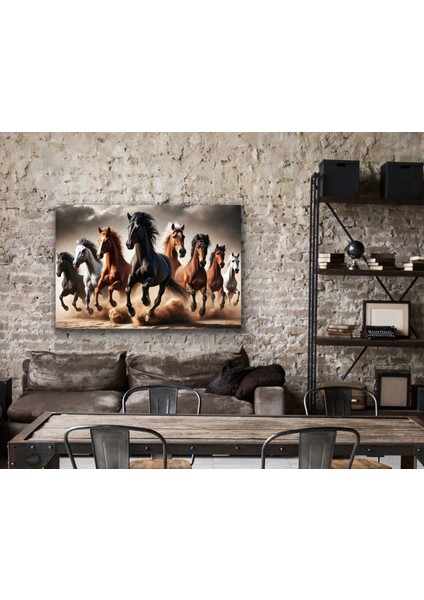 Koşan Atlar Kanvas Tablo 80 x 120 cm