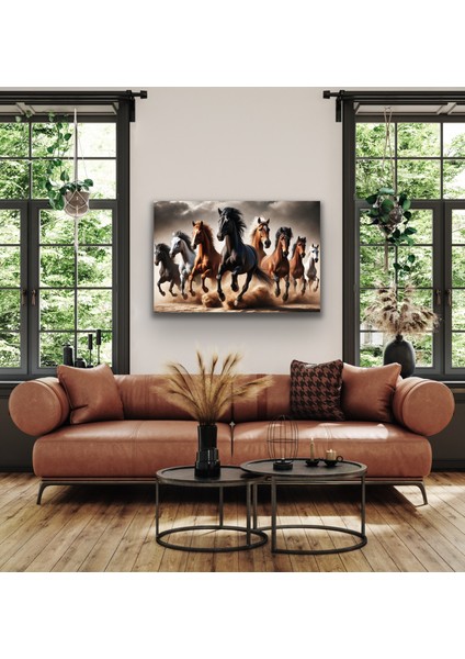 Koşan Atlar Kanvas Tablo 80 x 120 cm