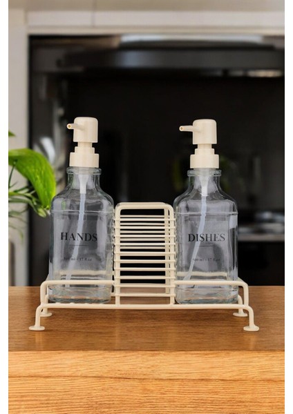 2'li Metal Standlı Cam Sıvı Sabunluk Seti - Mutfak ve Banyo Için Şık Tasarım indirimleri