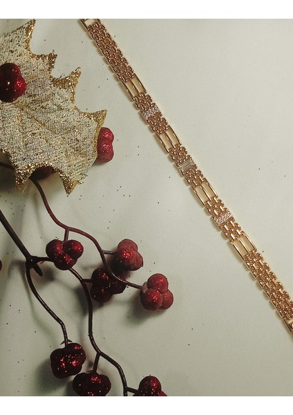 Kadın Gold Taşlı Çelik Bileklik