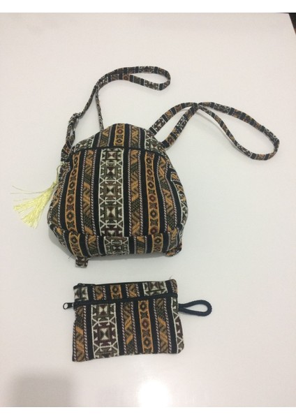 Yöresel Desenli Bebe Sırt Çanta ve Cüzdan Set