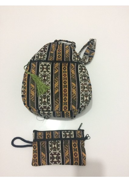 Yöresel Desenli Bebe Sırt Çanta ve Cüzdan Set