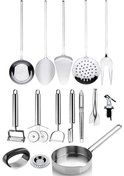 15 Adet Ekonomik Pişirme ve Servis Gereçleri; Çeyiz Maşa, Servis ve Sunum Seti