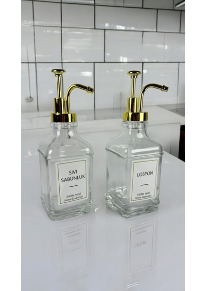 Şık ve Modern 2'li Cam Sıvı Sabunluk Seti - Mutfak ve Banyo Için Ideal fiyatları