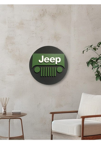 Jeep Logo 50 x 50 cm Jeep Araba Logosu | Jeep Marka Logosu | 3D Jeep Logo