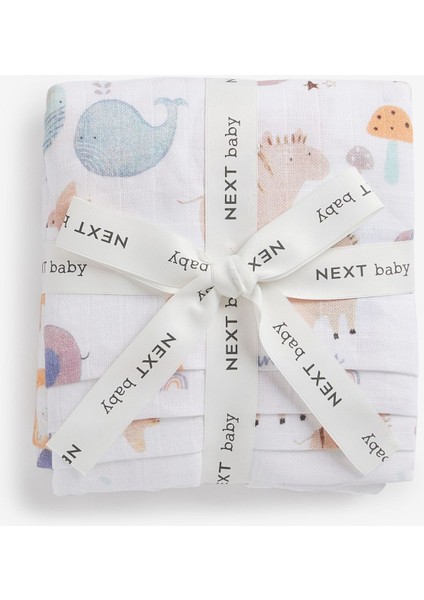 % 100 Pamuklu Beyaz Nuh’un Gemisi Desenli 4’lü Müslin Set fiyatları