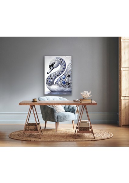 Elmaslı Kuğu Kanvas Tablo 70 x 100 cm modelleri