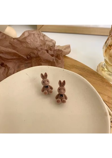 Özel Tasarım ,şirin ,hayvan Temalı Peluş Tavşan Küpe