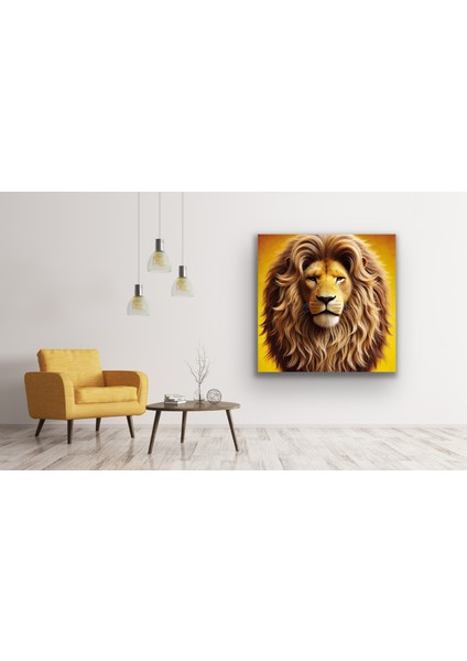 Heybetli Aslan Kanvas Tablo 90 x 90 cm fiyatları