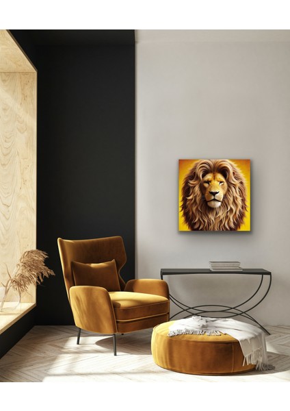 Heybetli Aslan Kanvas Tablo 90 x 90 cm modelleri