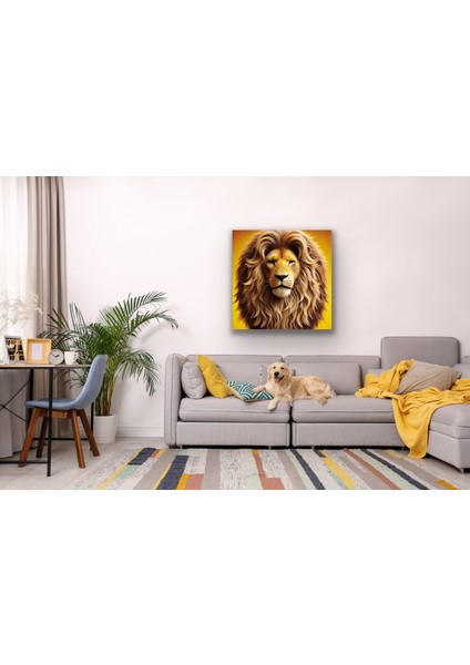 Heybetli Aslan Kanvas Tablo 90 x 90 cm fırsatları