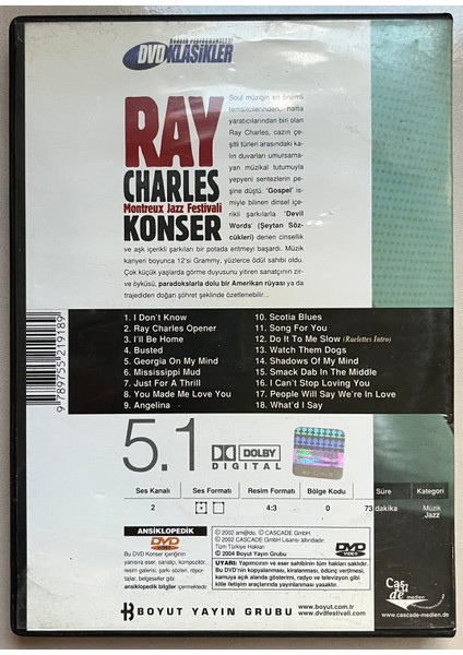 Ray Charles - Montreux Jazz Festivali Konser (Dvd)