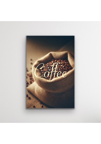 Coffee Yazılı Kahve Çekirdekleri Kanvas Tablo 20 x 30 cm