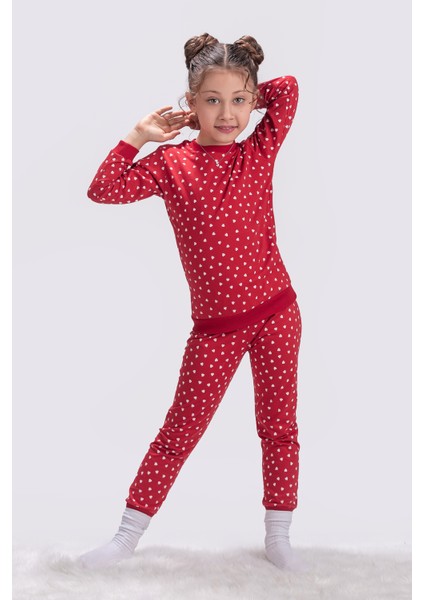 Kalp Desenli Çocuk Pijama Takım