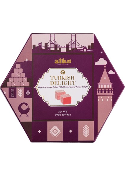 Pudra Şekeri Kaplı Böğürtlen Aromalı Lokum 300 gr