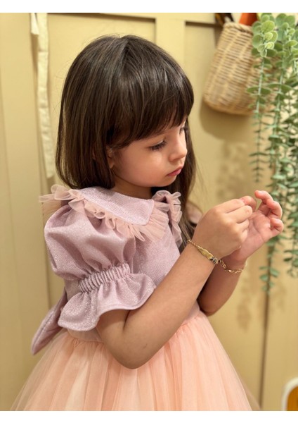 Üstü Simli Tütülü Balon Kol Kız Çocuk Bayramlık Elbise & Doğumgünü Elbisesi modelleri