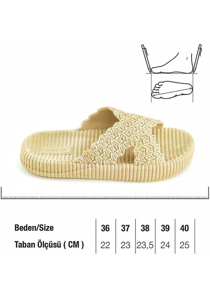 Yüksek Taban, Plaj-Havuz-Ev-Banyo-Tatil-Günlük Kaymaz Taban Hasır Görünümlü Plastik Terlik