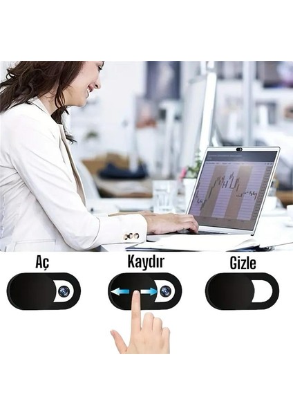 Telefon Tablet Laptop Kamera Kapatıcı Gizleyici 3'lü/5'li - Aç Kapa Sürgülü Webcam Gizlilik Aparatı fırsatları