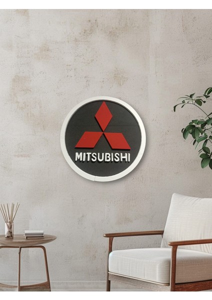 Mıtsubıshı Logo 50 x 50 cm Mıtsubıshı Araba Logosu | Mıtsubıshı Marka Logosu | 3D Mıtsubıshı Logo