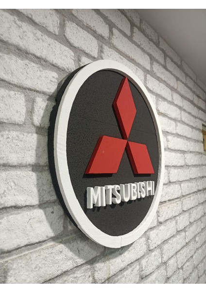 Mıtsubıshı Logo 50 x 50 cm Mıtsubıshı Araba Logosu | Mıtsubıshı Marka Logosu | 3D Mıtsubıshı Logo modelleri