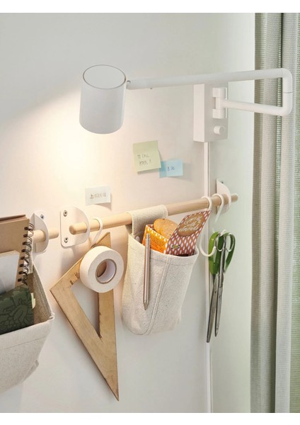 Ahşap Duvar Rayı 60 cm + 5 Adet Metal Kanca Ikea Mutfak Için Ray Seti Duvar Askısı