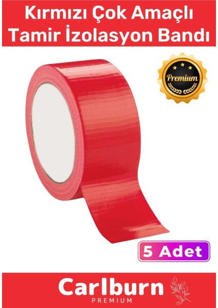 Süper Güçlü Su Geçirmez Sızdırmaz Kırmızı Renk Çok Amaçlı Tamir İzolasyon Bandı 48 mm x 10 m 5 Adet