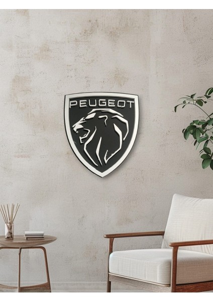 Peugeot Logo 50 x 50 cm Peugeot Araba Logosu | Peugeot Marka Logosu | 3D Peugeot Logo