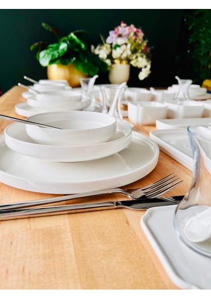 Modern Sade 117 Parça 12 Kişilik Yemek ve Kahvaltı Takımı