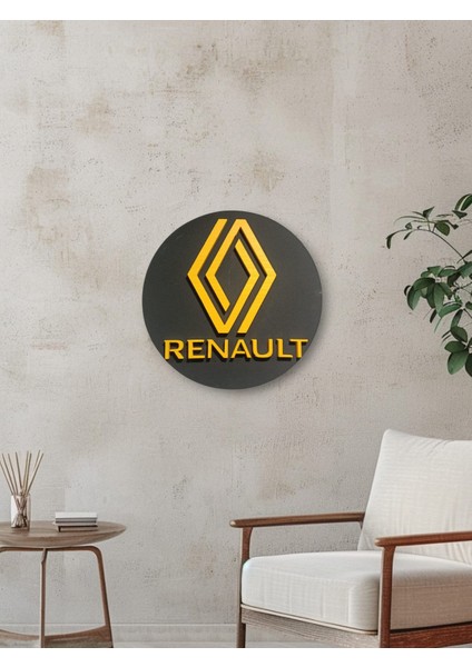 Renault Logo 50 x 50 cm Renault Araba Logosu | Renault Marka Logosu | 3D Renault Logo