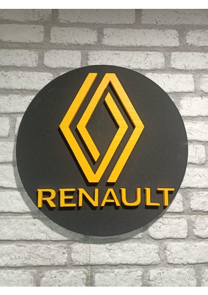 Renault Logo 50 x 50 cm Renault Araba Logosu | Renault Marka Logosu | 3D Renault Logo modelleri