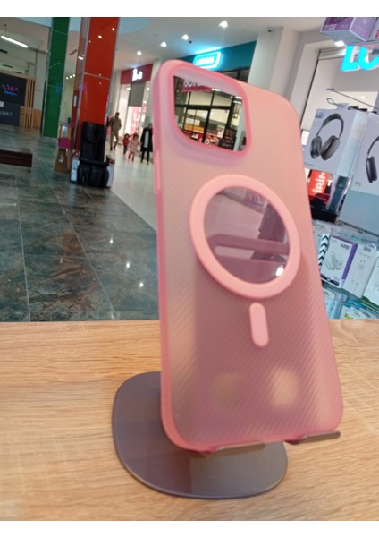 iPhone 15 Pro Max Uyumlu Pembe Ultra Slim Magsafe Kapak Mavi Hafif Kılıf