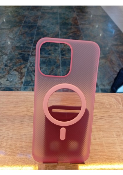 iPhone 15 Pro Max Uyumlu Pembe Ultra Slim Magsafe Kapak Mavi Hafif Kılıf