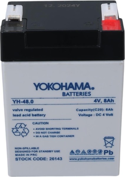 Yh-48.0 4 Volt - 8 Amper Kuru Akü (68 x 45 x 95 mm)