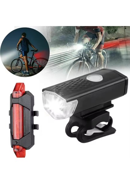 Su Geçirmez Lityum Şarjlı Ön ve Arka Scooter Bisiklet Işık Far Lamba Seti