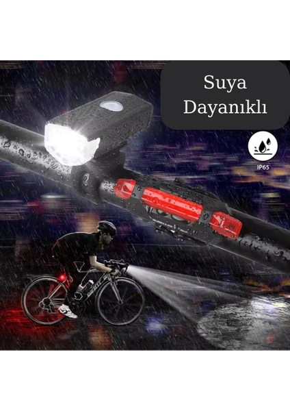 Su Geçirmez Lityum Şarjlı Ön ve Arka Scooter Bisiklet Işık Far Lamba Seti