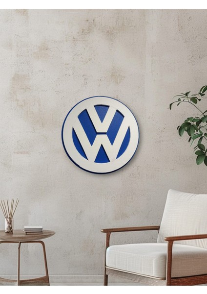 Volkswagen Logo 50 x 50 cm Volkswagen Araba Logosu | Volkswagen Marka Logosu | 3D Volkswagen Logo