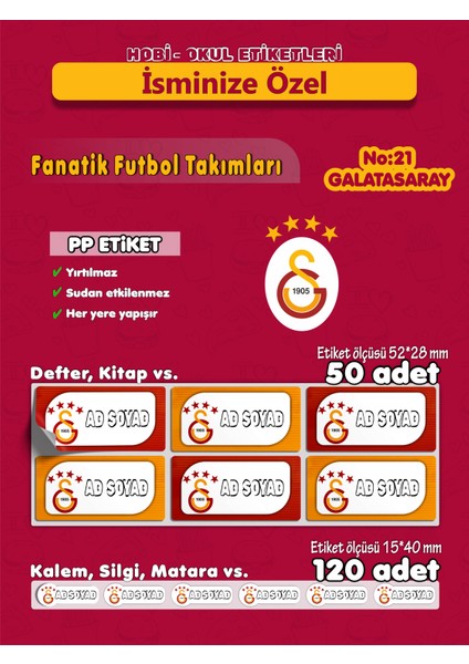 GS PP Etiket İsme Özel Hobi - Okul Seti 170 Adet